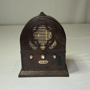 Vintage 6 Coaster Set Old 1930 Wood Radio Design Made In Hong Kong AM/FM Cork